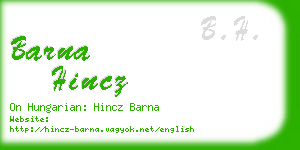 barna hincz business card